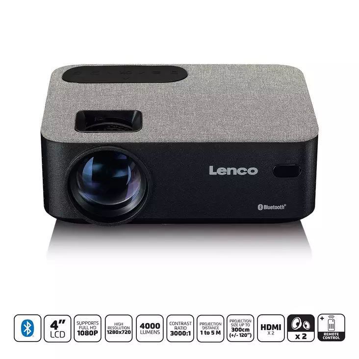 HD 720P LCD-projektori Bluetoothilla Harmaa - Televisiot ja mediatoistimet - 8711902066965 - 1