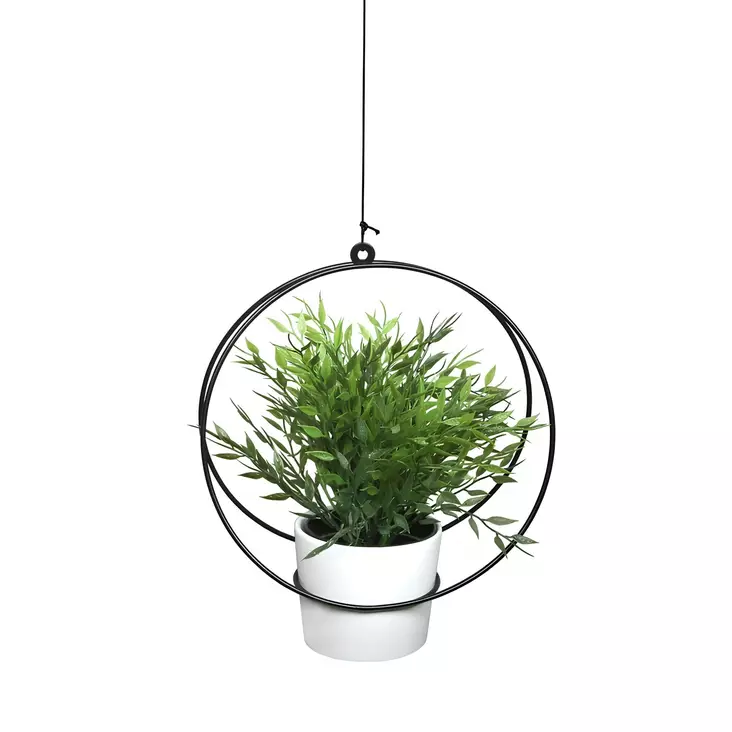 Jardiniere Musta 25 cm Halkaisija, 125 cm Korkeus - Tyylikäs ja Kestävä Koriste Puutarhaan, Sisältää Koukku ja Köysi - Kukkatelineet ja kasvutuet - 8684282617785 - 1