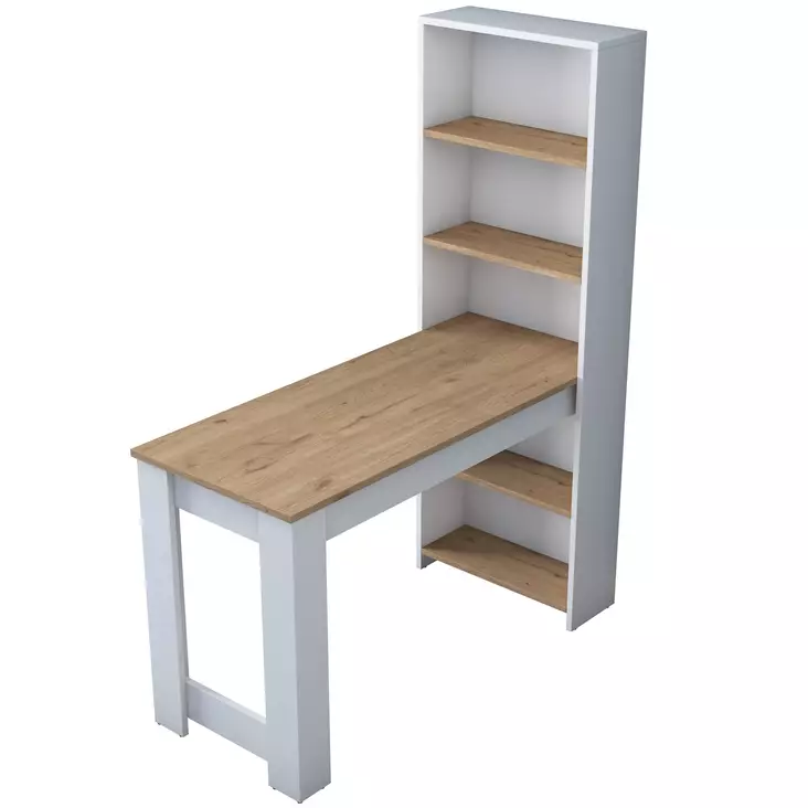Keittiöpöytä, valkoinen pähkinäpuu, 120 cm x 153,6 cm x 53,8 cm, kestävä, tilava - Ruokapöydät - 8683743323715 - 1