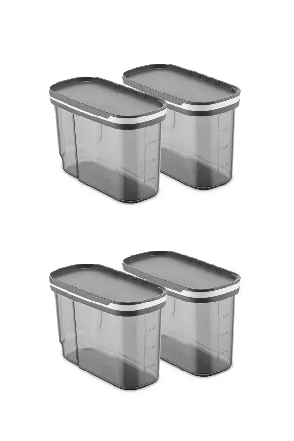 Keittiötarvikkeet: 4-osainen Säilytyslaatikko, BPA-vapaa, Astianpesukoneen Kestävä, 9,5x19,5x13 cm, Anthracite - Eväsrasiat ja ruoansäilytysastiat - 8683342477475 - 1