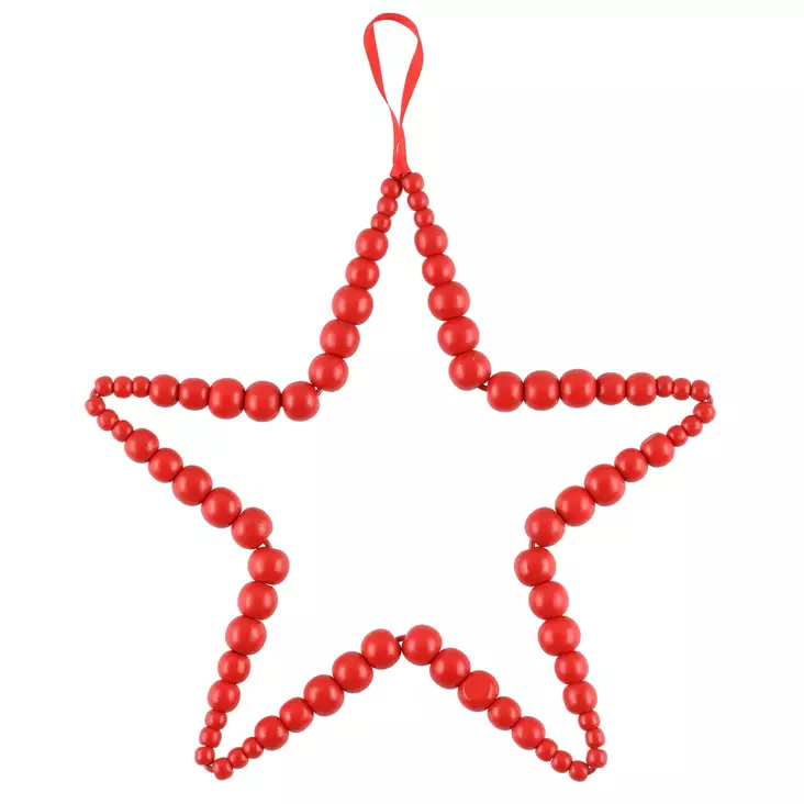 Kranssi Wooden 30cm punainen Tähti - Joulukoristeet ja -tekstiilit - 6410416283555 - 1