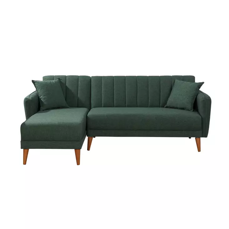 Kulmasohvasänky, tummanvihreä, Leveys: 225 cm Korkeus: 85 cm Syvyys: 150 cm, mukava, monikäyttöinen, kestävä - Sohvat - 8681875324075 - 1