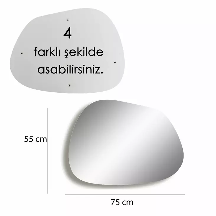 Kultainen Peili - Moderni ja Tyylikäs Sisustuselementti, 75x55 cm, 100% Melamiinipinnoitettu, Säädettävä ja Kestävä - Peilit - 8683743270255 - 1