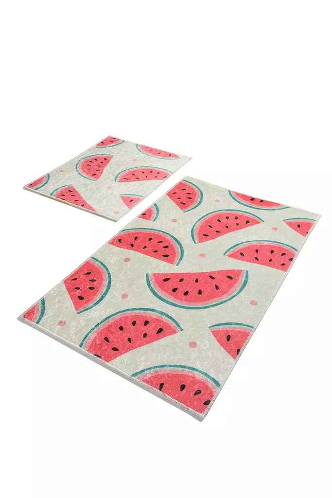 Kylpyhuonematto Setti 2-osainen - Monivärinen, 100% Polyesteri, Antiallerginen, Liukumaton, 50x60cm & 60x100cm - Kylpyhuonematot ja kosteantilan matot - 8681875219845 - 1