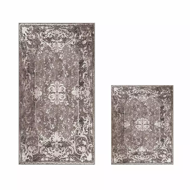 Kylpyhuonematto Setti 2 kpl, Ruskea, 100% Polyesteri, 850 gr/m², Liukumaton, Antibakteerinen, Konepestävä 30°C, 50x60cm & 60x100cm - Kylpyhuonematot ja kosteantilan matot - 8683342421355 - 1