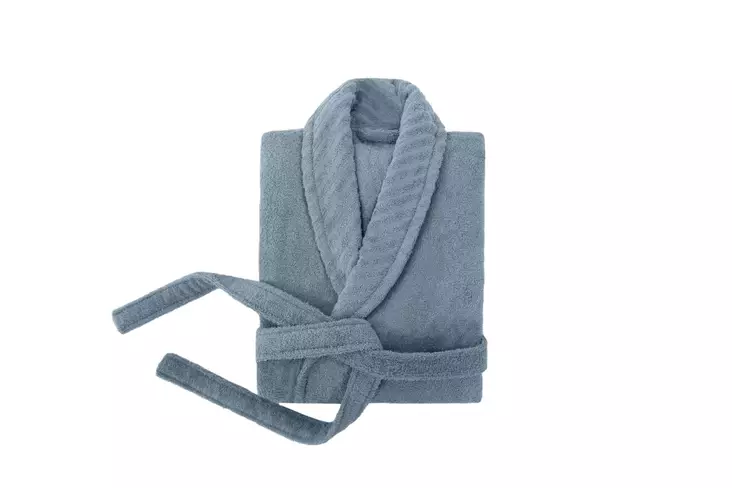 Kylpytakki, sininen, 350 gr/m², pehmeä, kestävä, helppohoitoinen - Pyyhkeet ja kylpytakit - 8683743314515 - 1