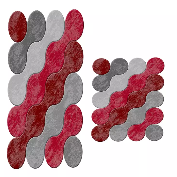 Luxus Kylpyhuonemattosetti (2 kpl), punainen, 50 x 60 cm ja 60 x 100 cm, pehmeä, antibakteerinen - Kylpyhuonematot ja kosteantilan matot - 8682870987975 - 1