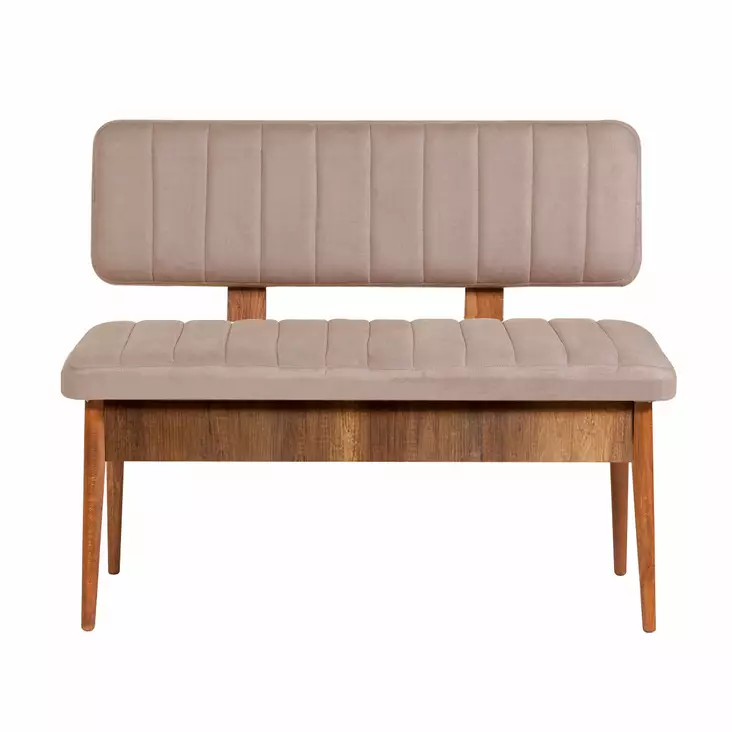 Moderni ja Rustiikkinen Bankki - 100% Melamiinipinnoitettu Lastulevy, 100% Sametti, Pähkinä Kivi, Sarvijalka, 110x85x40 cm - Lipastot ja senkit - 8682870773905 - 1