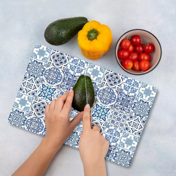 Monivärinen 100% Karkaistu Lasi Leikkuulauta 20x30 cm - Antibakteerinen, Helppo Puhdistaa, Liukumaton Silikonijalat - Keittiötyövälineet - 8684283725175 - 1