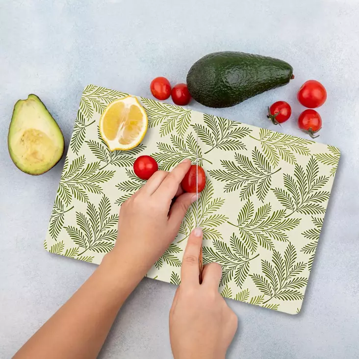 Monivärinen 100% Karkaistu Lasi Leikkuulauta 20x30 cm - Antibakteerinen, Helppo Puhdistaa, Liukumattomat Silikonijalat - Keittiötyövälineet - 8684283727575 - 1