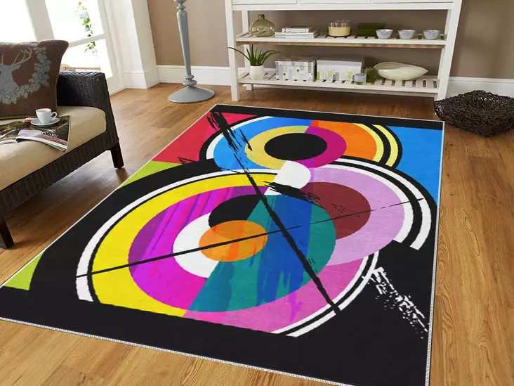 Monivärinen 160x230 cm Polyesterimatto - Liukumaton, Konepestävä, Digitaalipainettu, Raschel-neulottu, 10 mm Nukka - Suuret ja keskikokoiset matot - 8682870692725 - 1