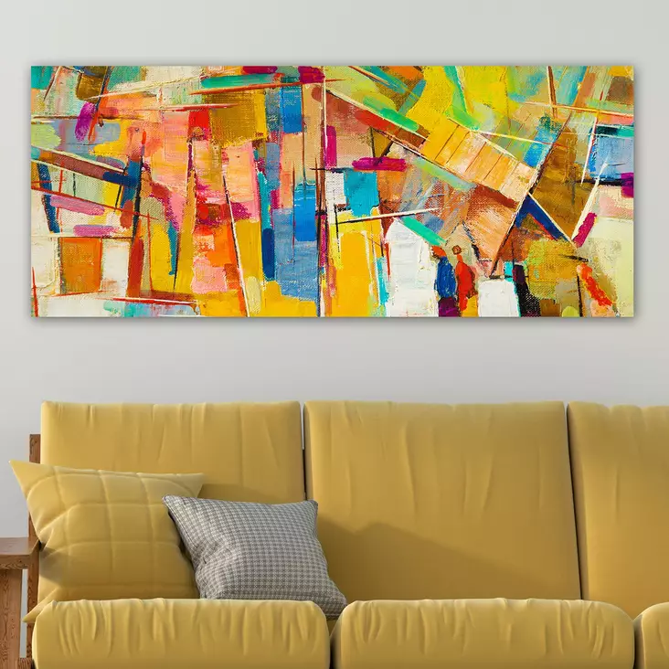 Monivärinen Koristeellinen Canvas-taulu 50x120 cm - 100% Puukehys, 3 cm Paksuus - Tyylikäs Seinäsisustus - Taulut ja kehykset - 8682870429635 - 1