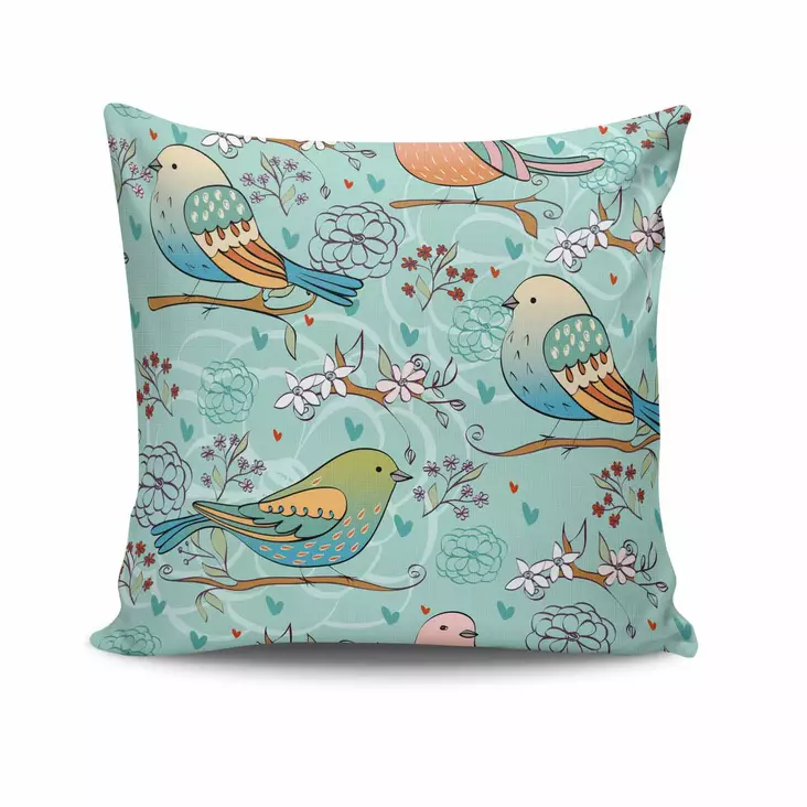Monivärinen Tyynynpäällinen 43x43 cm - 50% Puuvilla, 50% Polyesteri, Konepestävä, Piilovetoketju, Silitysmahdollisuus - Koristetyynyt - 8681181409275 - 1