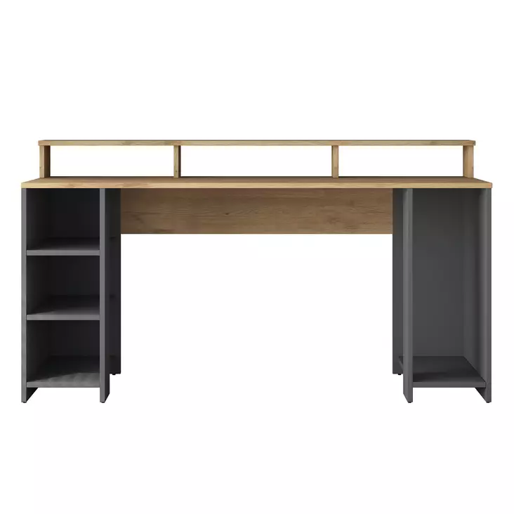 Opiskelupöytä - Huonekalut, Pähkinä Antrasiitti, 100% Melamiinipinnoitettu Lastulevy, 18 mm, 160x89,5x55 cm - Työpöydät - 8683742031765 - 1