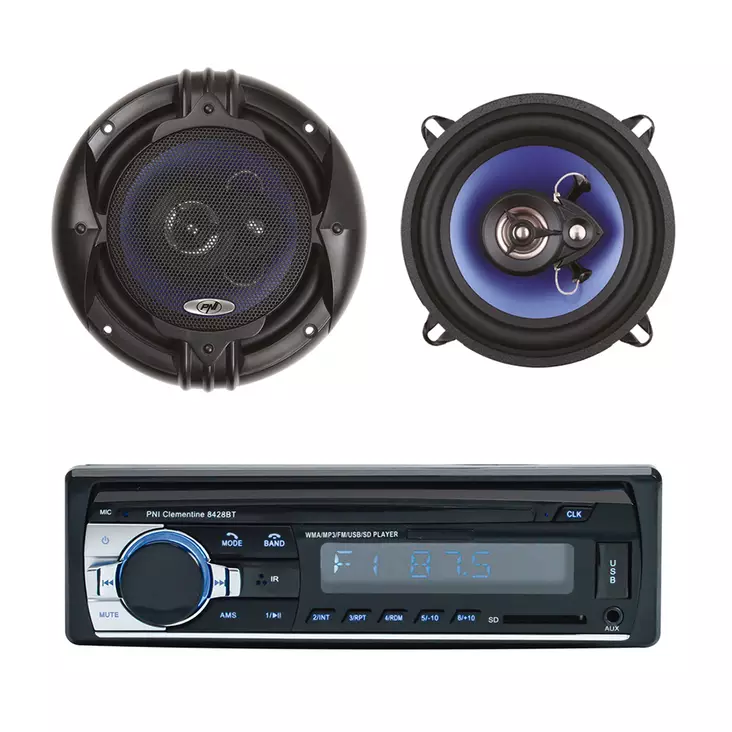 Pakettiradio MP3-autosoitin PNI Clementine 8428BT 4x45w + koaksiaaliset autokaiuttimet PNI HiFi650, 120W, 16,5 cm - Autosoittimet - 5949066519925 - 1