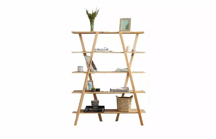 Pine Wood Bookshelf - 100% Mänty, 120x148x30 cm, Tammi, Useita Hyllyjä, Kiinnitettävä, Lisäsäilytys, 1 Paketti - Kirjahyllyt - 8681875207095 - 1