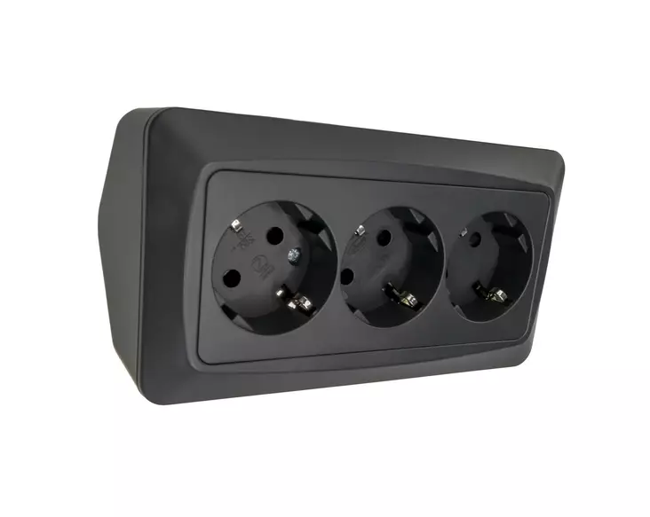 Pistorasia Harju HIILI 3-os pinta kulma IP20 JL musta - Pistorasiat ja kytkimet - 6438140197115 - 1