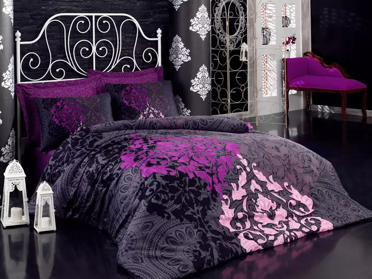 Satiini kaksinkertainen pussilakanasetti, viininpunainen violetti vaaleanpunainen musta, 200 x 220 cm, pehmeä, kestävä, helppohoitoinen - Lakanat ja tyynyliinat - 8681181529355 - 1