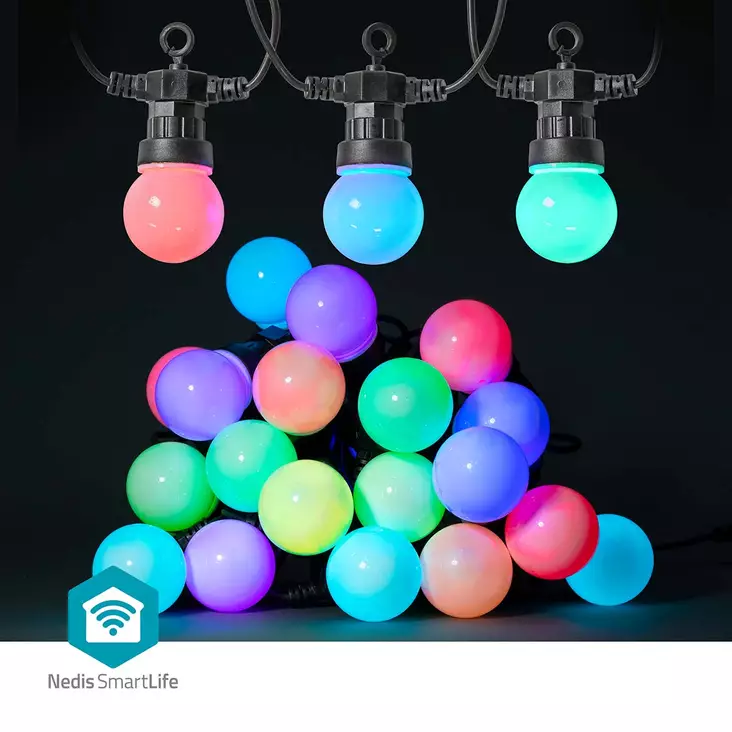 SmartLife-koristevalot | Partylight | Wi-Fi | RGB / Valkoinen | 20 LED's | 10.0 m | Android / IOS | Polttimon halkaisija: 50 mm - Koristevalot - 5412810404315 - 1