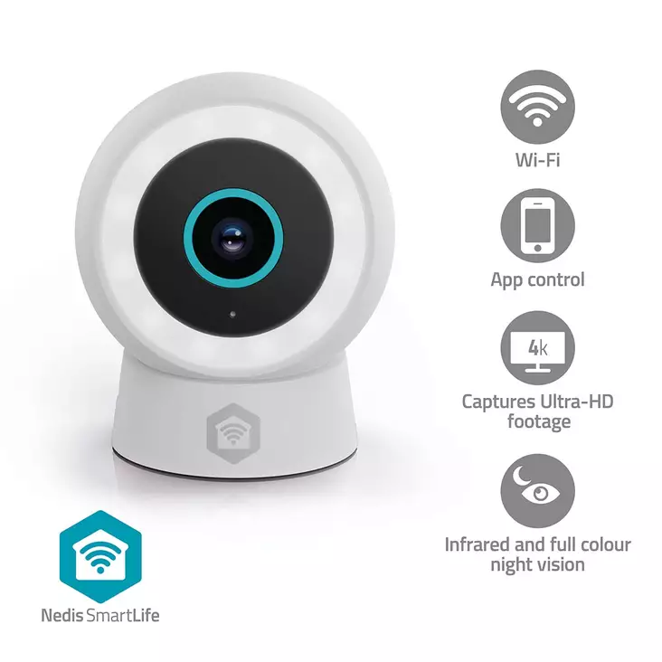 SmartLife Ulkokamera | Spotlight | 4K / 3840x2160 | IP65 | MicroSD (ei sisälly) / Onvif / Pilvipalvelutallennus (valinnainen) | 5 V DC | Liiketunnistin | Yökuvaus | Musta - Ulkokamerat - 5412810468775 - 1