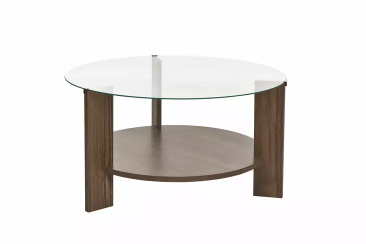 Sohvapöytä, 100% karkaistu lasi, 100% melamiinipinnoitettu lastulevy, pähkinä läpinäkyvä, 75x40x75 cm, 18 mm paksuus - Sohvapöydät - 8684283687695 - 1