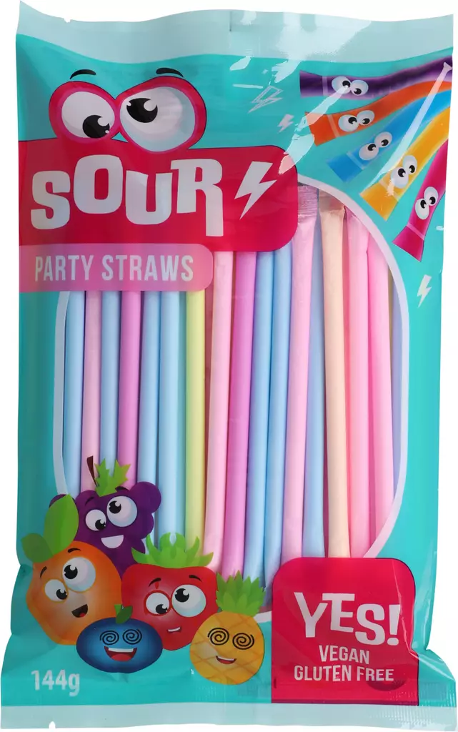 Sour party straws 144g - Kotitaloustavarat - 8713305819025 - 1