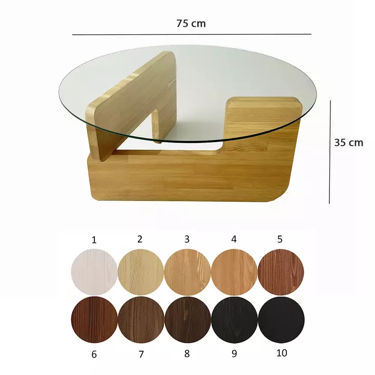 Tammi-Läpinäkyvä Sohvapöytä: 100% Karkaistu Lasi, Mänty Runko, 75x35x75 cm, Tyylikäs ja Kestävä Huonekalu - Sohvapöydät - 8684283311095 - 1