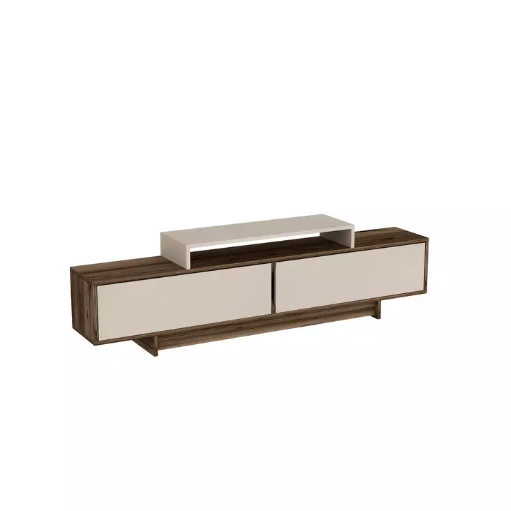 TV-taso, 100% melamiinipinnoitettu, 180x50,2x29,6 cm, vaalea pähkinä-beige, lisäsäilytys, seinäkiinnitys, huonekalut - TV-tasot - 8684283434015 - 1