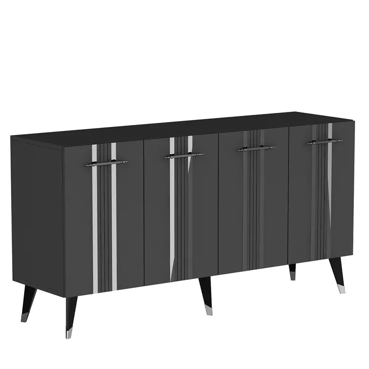 Tyylikäs ja Kestävä Konsoli: Anthracite Hopea, 100% Melamiinipinnoitettu, 150x80x40 cm, 2 Pakettia, 18 mm Paksuus - Lipastot ja senkit - 8683742469315 - 1