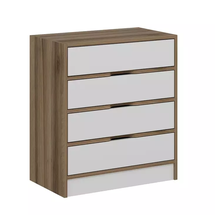 Tyylikäs ja Kestävä Lipasto - Pähkinä Valkoinen, 100% Melamiinipinnoitettu, 70x40x80 cm, Runsaasti Säilytystilaa - Lipastot ja senkit - 8683742567455 - 1