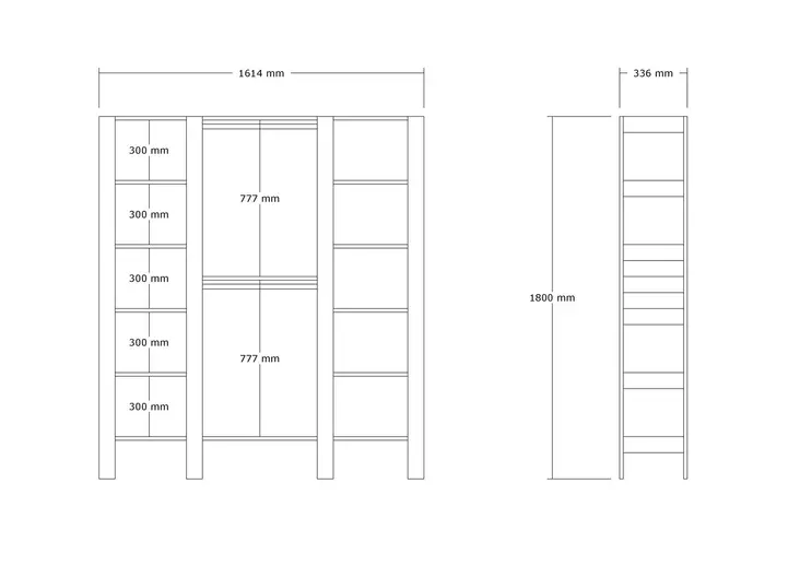 Tyylikäs Pähkinävaatekaappi - 100% Melamiinipinnoitettu Lastulevy, 18 mm, 161,4x180x33,6 cm, Helppo Koota ja Huoltaa - Vaatekaapit - 8683743676545 - 1