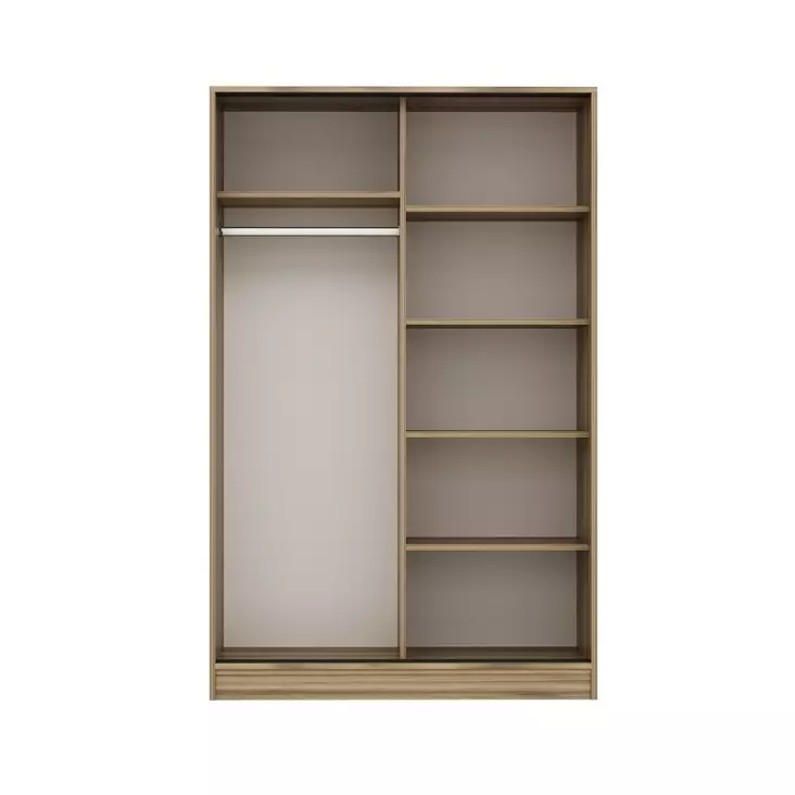 Vaatekaappi, Valkoinen Tammi, 100% Melamiinipinnoitettu Lastulevy, 120x190x60 cm, 4 Pakettia, Hylly 34 cm, 5 kg - Vaatekaapit - 8683742561255 - 1