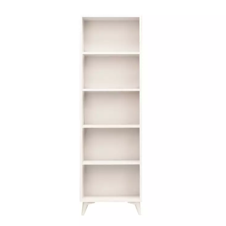 Valkoinen Kirjahylly - 100% Melamiinipinnoitettu Lastulevy, 18mm, Muovijalat, 50x162x25cm, Kiinnitettävä Seinäasennus - Kirjahyllyt - 8681875078435 - 1