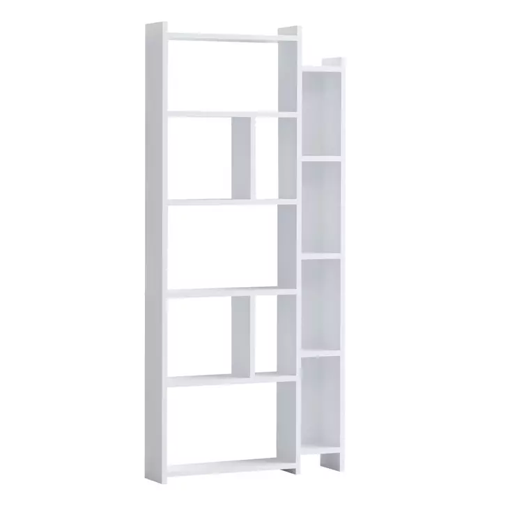 Valkoinen Kirjahylly - 100% Melamiinipinnoitettu Lastulevy, 18mm Paksuus, 65x150x15cm, Useita Hyllyjä, Tyylikäs ja Kestävä - Kirjahyllyt - 8683743537105 - 1