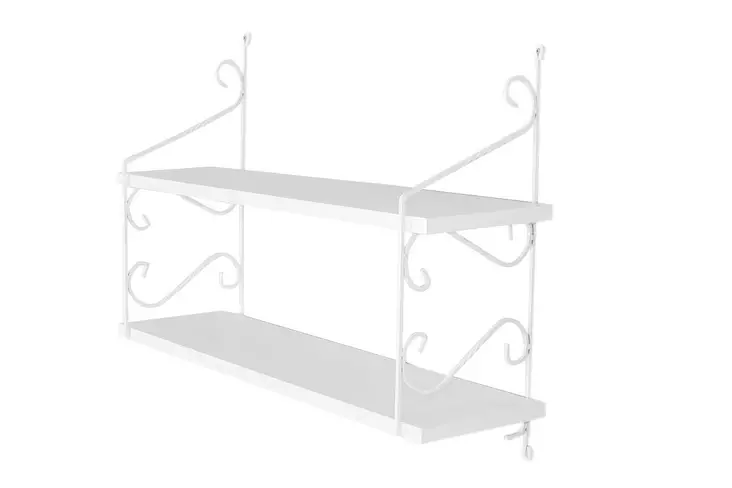 Valkoinen Seinähylly - 100% Melamiinipinnoitettu Lastulevy, Metallikiinnike, 72x51x20 cm, Useita Hyllyjä, Asennusvalmis - Seinähyllyt - 8681181789025 - 1