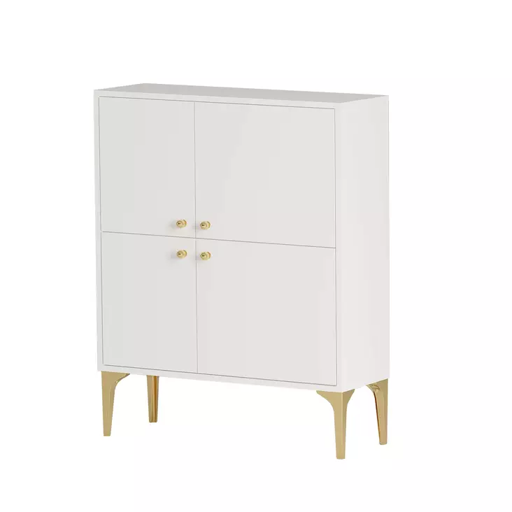 Valkokultainen Konsoli - 100% Melamiinipinnoitettu Lastulevy, Antibakteerinen, Leveys 90 cm, Korkeus 115 cm, Syvyys 35 cm - Lipastot ja senkit - 8684282595885 - 1