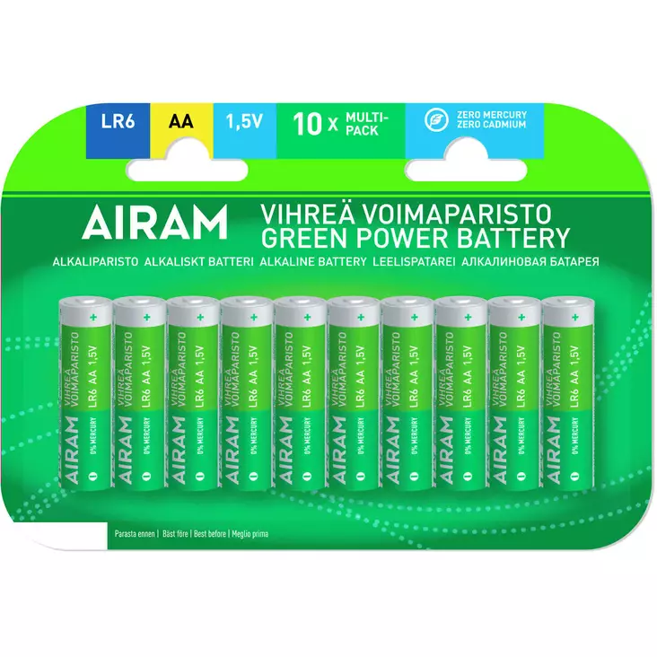 VihreÃ¤ voimaparisto AA LR6 1,5V 10 kpl - Alkaliparistot - 6435200275585 - 1