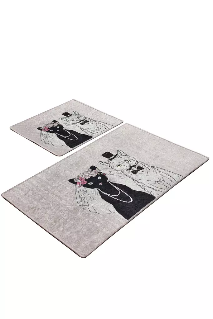 Ylellinen Kylpyhuonemattosetti 2-osainen - Antibakteerinen, Liukumaton, Konepestävä, 100% Polyesteri, 50x60cm & 60x100cm - Kylpyhuonematot ja kosteantilan matot - 8681875897425 - 1
