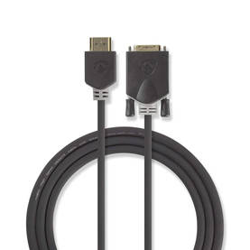 HDMI -kaapeli | HDMI liitin | DVI-D 24+1-Pin Uros | 1080p | Kullattu | 2.00 m | Suora | PVC | Antrasiitti | Laatikko - HDMI-kaapelit - 5412810264346 - 2