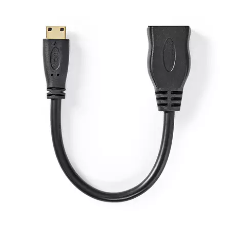 High Speed HDMI Kaapeli Ethernet | HDMI Mini | HDMI Ulostulo | 4K@30Hz | 10.2 Gbps | 0.20 m | Pyöreä | PVC | Musta | Laatikko - HDMI-kaapelit - 5412810427116 - 1