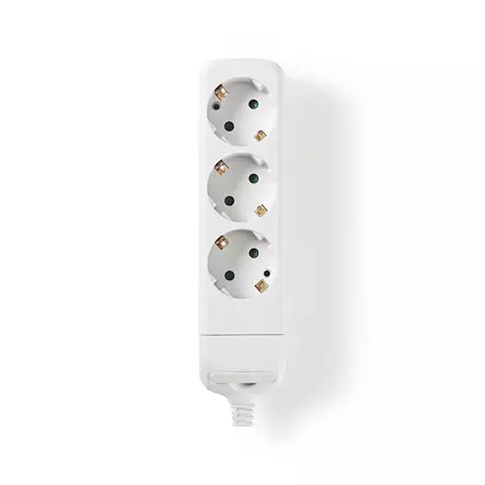 Jatkojohto | Maadoitettu virtaliitin / Tyyppi F (CEE 7/7) | 3-suuntainen | 3680 W | 16 A | Maadoituksen tyyppi: Sivukontaktit | 230 V AC 50/60 Hz | Pistokannan kulma: 45 ° | Kaapeli ei sisälly | Valkoinen - Jatkojohdot - 5412810290536 - 1