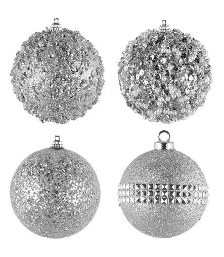 Kuusenpallo hopea 8 cm Winteria - Joulukoristeet ja -tekstiilit - 6410413328136 - 1