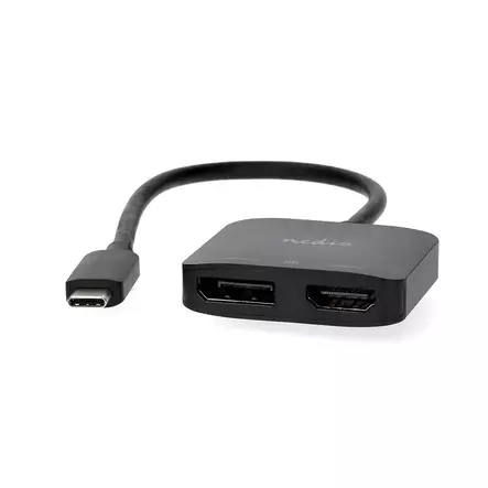 USB-C Sovitin | USB 3.2 Gen 1 | USB-C Uros | DisplayPort Naaras / HDMI Ulostulo | 8K@30Hz | 0.20 m | Pyöreä | Niklattu | Musta | Laatikko - Tietokone ja verkko - 5412810443376 - 40