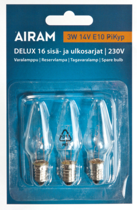 Varalamppu 16 = 3w 14v pikyp/3 blister - Kyntteliköt - 6435200000996 - 1