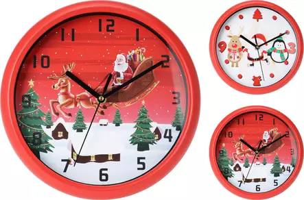 Jouluseinä­kello punaisella reunuksella – koristeellinen ja iloinen kello kodin joulusisustukseen - Joulukoristeet ja -tekstiilit - 8721037240666 - 1