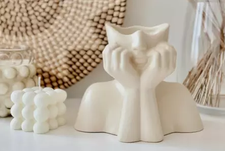 Keramiikkamaljakko, Kermanvärinen, 19x11x16 cm, Koriste-esine, Ajaton Sisustuselementti, Kestävä ja Tyylikäs - Kukka-amppelit ja maljakot - 8684282698456 - 2