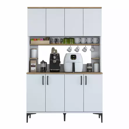 Monikäyttöinen Kaappi - Huonekalut - Pähkinä Valkoinen - 100% Melamiinipinnoitettu E1 Laatu - 120x184,2x40 cm - Kaapit ja lipastot - 8684283498536 - 1