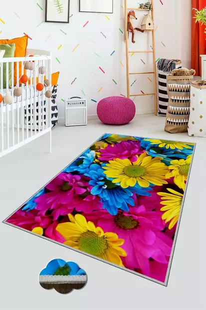 Monivärinen eteisen matto käytävämatto 100x150 cm - 3D Digipainettu, Antibakteerinen, Liukumaton, Konepestävä, 100% Polyesteri - Suuret ja keskikokoiset matot - 8682870643406 - 2