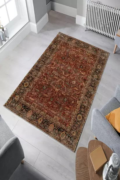 Monivärinen eteisen matto käytävämatto 100x150 cm - Antibakteerinen, Ekologinen, Liukumaton, Konepestävä, 100% Polyesteri, 650 gr/m² - Suuret ja keskikokoiset matot - 8683342895606 - 2