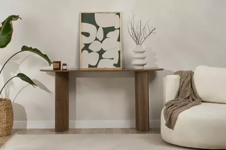 Tyylikäs Pähkinänvärinen Sivupöytä - 100% Melamiinipinnoitettu Lastulevy, 150x75x35 cm, Kestävä ja Helppohoitoinen - Sivu- ja apupöydät - 8684283784486 - 2